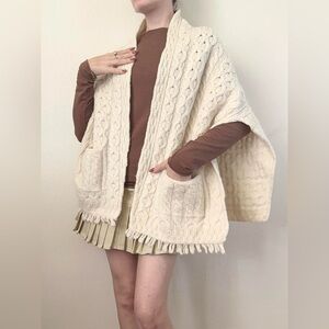 Vintage Aran Woolen Mills Pure Merino Wool Shrug Poncho